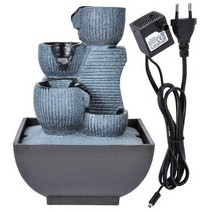 실내 분수대 미니 폭포 인테리어 데스크탑 독특한 모양 흐르는 물 홈 탁상 장식 수지 빛, EU 플러그 220v, 한국 플러그 Plug 220V