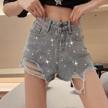 가바바 여성 청반바지 블링 블링 투머치 빈티지 데일리 여름 데님 반바지 G37373