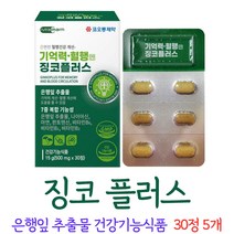 징코플러스 기억력 혈행 건강 은행잎추출물 비타민 함유, 5개, 30정