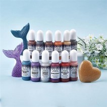 24 색 10ml 아트 잉크 알코올 수지 안료 키트 액체 수지 착색제 염료 잉크 확산 uv 에폭시 수지 diy 보석 만들기, 12