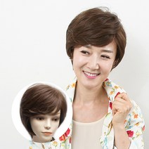 아미모 인모혼합 통가발 중년여성가발 숏컷가발 항암가발 [BM-W203], 밝은갈색, 대