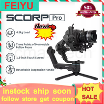 dslr 짐벌 캐논 6dmark2 오막포 Feiyutech feiyu scorp pro dslr 미러리스 카메라용 3축 짐벌 안정기 10.6lb 부하 분리형 원격 oled, 전갈