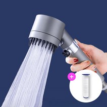 리켄 3단 조절 수압 필터 마사지 두피각질 제거 샤워헤드, 본품+필터
