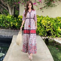 에스닉 아리아 롱 비치원피스 1-OP15855F, 아이보리