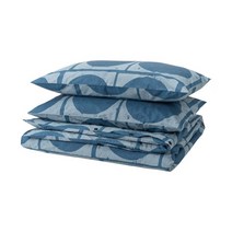 [이케아] JORDRANUNKEL 요르드라눙켈 이불커버1개 240x220cm+베개커버2개, 색상:다크블루_705.547.04
