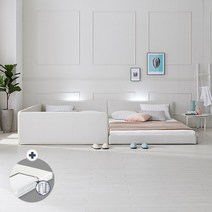 지베스 스테디2 LED 슬림데이베드 패밀리침대 Q+Q+독립매트, 진그레이