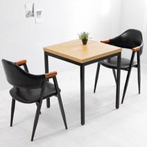 네추럴S 올리브 2인 식탁 테이블 세트, 네추럴, 다크 올리브 브라운