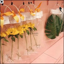 스티커부착식 PVC재질 선물포장 꽃투명포장지M 꽃다발포장지M 일회용가방