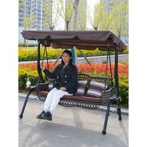 그네의자 그네 의자 야외그네 원목 흔들, 스탠다드화이트더블그네는쿠션+덩굴꽃+별빛