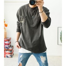 빈티지 피그먼트 워싱 포켓 백프린팅 빅사이즈티셔츠 4XL