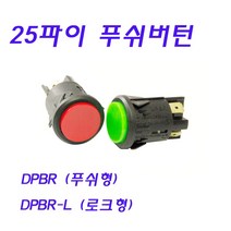 25파이 푸쉬버턴 스위치 PUSH BUTTON SWITCH LOCK DPBR DPBR-L, DPBR-L (로크 녹색)