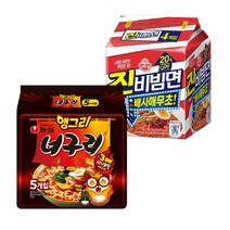 오뚜기 진비빔면 배사매무초 멀티(4입)1팩+ 농심 앵그리 너구리 멀티(5입)1팩 인기라면 라면모음 야식 간식, 9개입