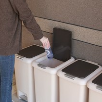 대용량 원터치 분리수거함 실외용 50리터 사무실 업소용 재활용 대형 스탠드 페달 쓰레기통, 대용량 모던휴지통 (반원 50L 브라운 1p), 반원 50L 브라운 1p