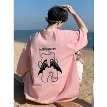 힙합 반팔 티셔츠 남성 여름 라운드넥 글자 인쇄 대형 커플 트렌드 스포츠 남여 그래픽 셔츠