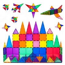 PicassoTiles 60 피스 3D 빌딩 블록 건설 플레이 보드 세트 마그넷 타일 투명 마그네틱 영감 레크리에이션 교육 컨벤티셔널용