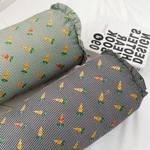 캐롯 당근 캐릭터 순면 안고자는 꿀잠템 사계절 바디필로우 롱 원통 캔디 쿠션, 그린, 커버+솜