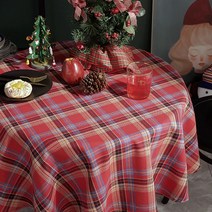 퓨어몰링 크리스마스 감성 체크 식탁보 캠핑 홈파티 테이블보 3size 2colors, 90X90, 레드