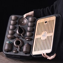 휴대용 차 세트 캠핑 차 트레이, F