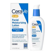 CeraVe AM 페이셜 모이스처라이징 로션 선스크린 SPF30 오일 논코메도제닉 선크림, 3 Fl Oz (Pack of 1)