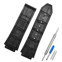 CWYTTZQ 25mm 허블롯 빅뱅 고무 가죽 스트랩 교체 고무 시계 밴드（블랙）