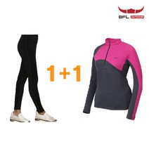 HALLA SPORT 여성 하이티셔츠+스키니레깅스