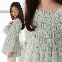 미니로이 애니 아동 여아 주니어 초등학생 기본 꽃무늬 블라우스 티셔츠