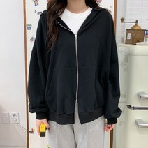 여자 데일리 꾸안꾸 박시한 투웨이 코튼 무지 후드집업