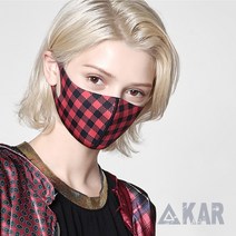 모든날 모든순간 카르 캐주얼 레드체크 사이즈 L 분위기있는 숨쉬기편한 피부저자극 마스크