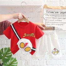 베베초롱 여름 아동 세트 캐릭터 숄더백 라운드 반팔 반바지