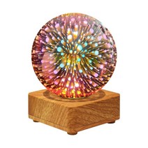 GHSHOP LED 다채로운 야간 조명 탁상 장식 레스토랑 웨딩 거실을위한 나무 기본 분위기 테이블 램프와 낭만적 인 장식, 9.1cmx9.1cmx12.5cm, 유리, 다색