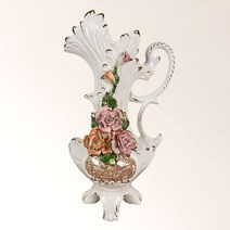 [ 파격 ] 이태리 수입 도자기 손다 카포디몬테 꽃장식 한 손 화병 도자기 (특대) - 세라믹손다 -