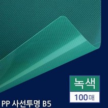 B5 제본용 PP표지 사선투명 녹색 100매 용지 도구 오피스 사무