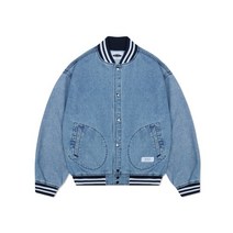QUIETIST QT 데님 바시티 자켓-라이트 블루 DENIM VARCITY JACKET-LIGHT BLUE YE