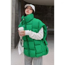 겨울 노르딕 수제 뜨개 데일리 헨리넥 패딩 코튼 어깨 숄 베스트 여성
