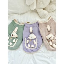 핑크젤리59 강아지어부바조끼 하네스옷인형 후리스 곰돌이 경량 겨울 강아지옷 슬개골 PJWBE, 퍼플