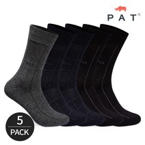 PAT 남성 베이직 장목 신사정장 양말 5족세트 블랙 그레이 네이비