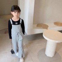 스트링 부츠컷 절개 멜빵 팬츠 R6645