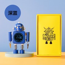 헬로 로봇 알람 탁상시계 학생용 스마트 전광판 침실시계, 네이비-선물세트