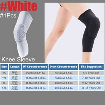 스포츠용품 액세서리 패딩 팔꿈치 농구 슈터 슬리브 충돌 방지 어린이용 청소년 배구 축구 야구 사이클, 05 Kneepad-White-1Pcs_02 YM