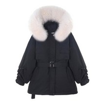 여성 겨울 큰 진짜 여우 모피 후드 여성용 90 흰색 오리 재킷 깃털 코트 여성롱 대학생 다운 벨트롱패딩