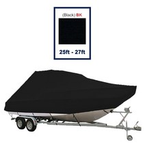 낚시 카약보트 투명카약 에어경제 17-27피트 점보 크루저 보트 커버 헤비 듀티 Oceansouth 해양수 태양 증거 uv 보호 물고기 스키 vhull 계류 커버, 25피트 - 27피트 블랙