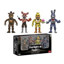 프레디의피자가게 4 개/대 FNAF 5 박 보안 위반 액션 피규어 보니 폭시 완구 5 Fazbear 베어 인형 모델 키즈 장난감 생일 선물, D