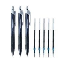 제트스트림 SXN-150-05 볼펜 0.5mm 3P + 전용 리필심5P, 1세트, 블랙(펜3+리필5)