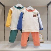 [아가방] 논현점*23신상 알록달록 예쁜배색 상하세트/가볍고 편하게 입기좋은 상하세트/ 안심 무형광 면100%/아가방 상하복