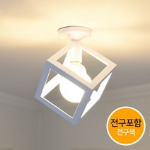 조명프라자 큐브 직부등, 화이트+LED볼구 전구색