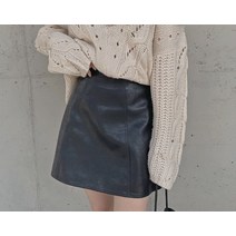시프린 A라인 가죽 미니 스커트