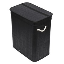 Home Basics 2칸 접이식 직사각형 대나무 햄퍼 라이너 포함 (블랙)