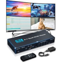 모니터 분배기 셀렉터 FSU HDMI 호환 스위치 4x1 쿼드 멀티 뷰어 심리스 스위처 4 in 1 Out 4K 30Hz 방향 비디오 스플리터 PC TV용, 02=USPlug_