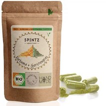 SPNTZ 유기농 심황 보리 잔디 캡슐 캡슐당 400mg 및 200mg 분말이 포함된 고용량 정제 재배 비건 플라스틱 프리 포장(180개), 180 Stück (1er Pack)
