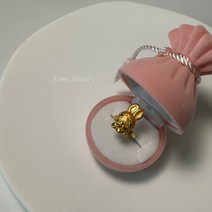 라임 24k 하트바니 돌반지 토끼백일반지 아기반지